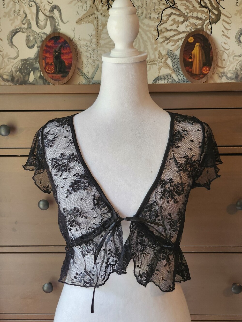 Black Sheer Lace Shrug